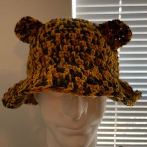 CROCHET HANDMADE leopard print bucket hat